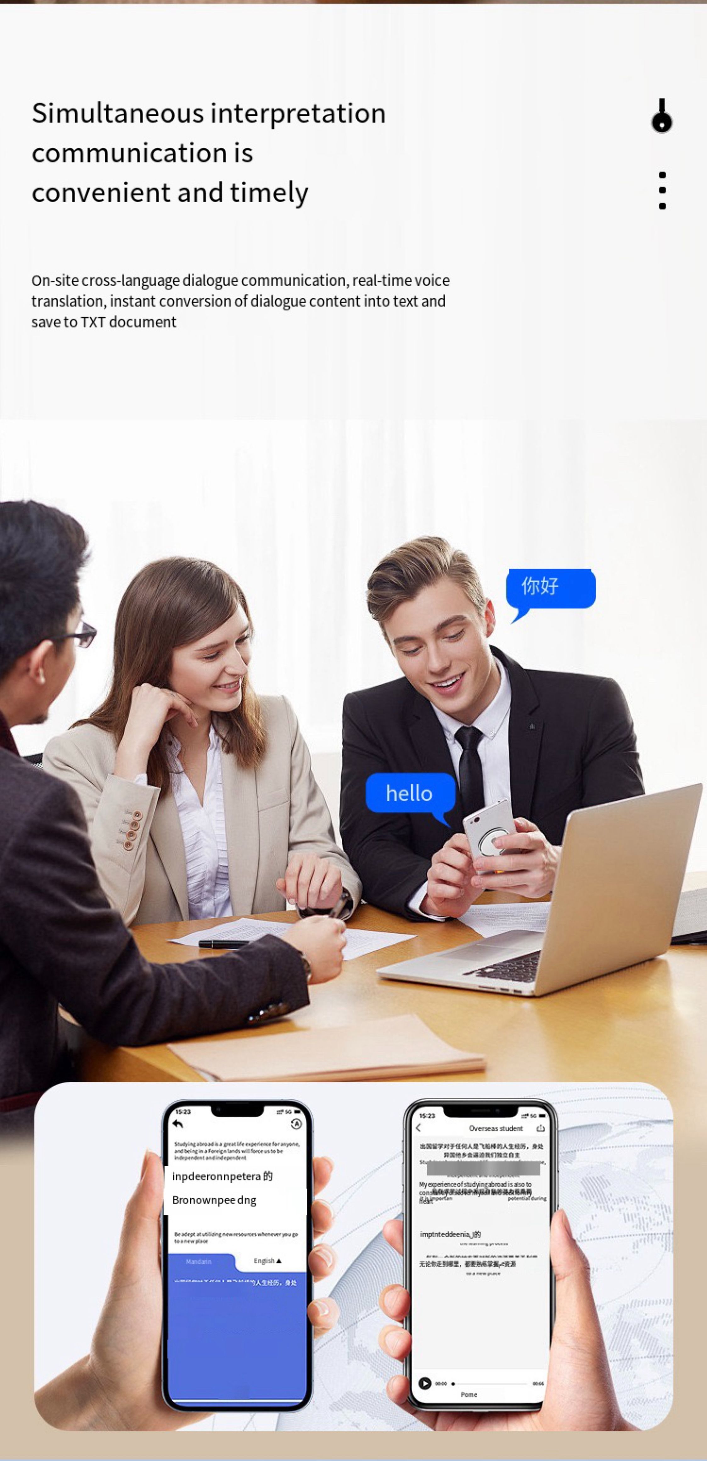 Travel Business Study Two-Way Instant Translator APP Online Voice AI 138 Languages Supported Portable AI Voice Interpretation Machine