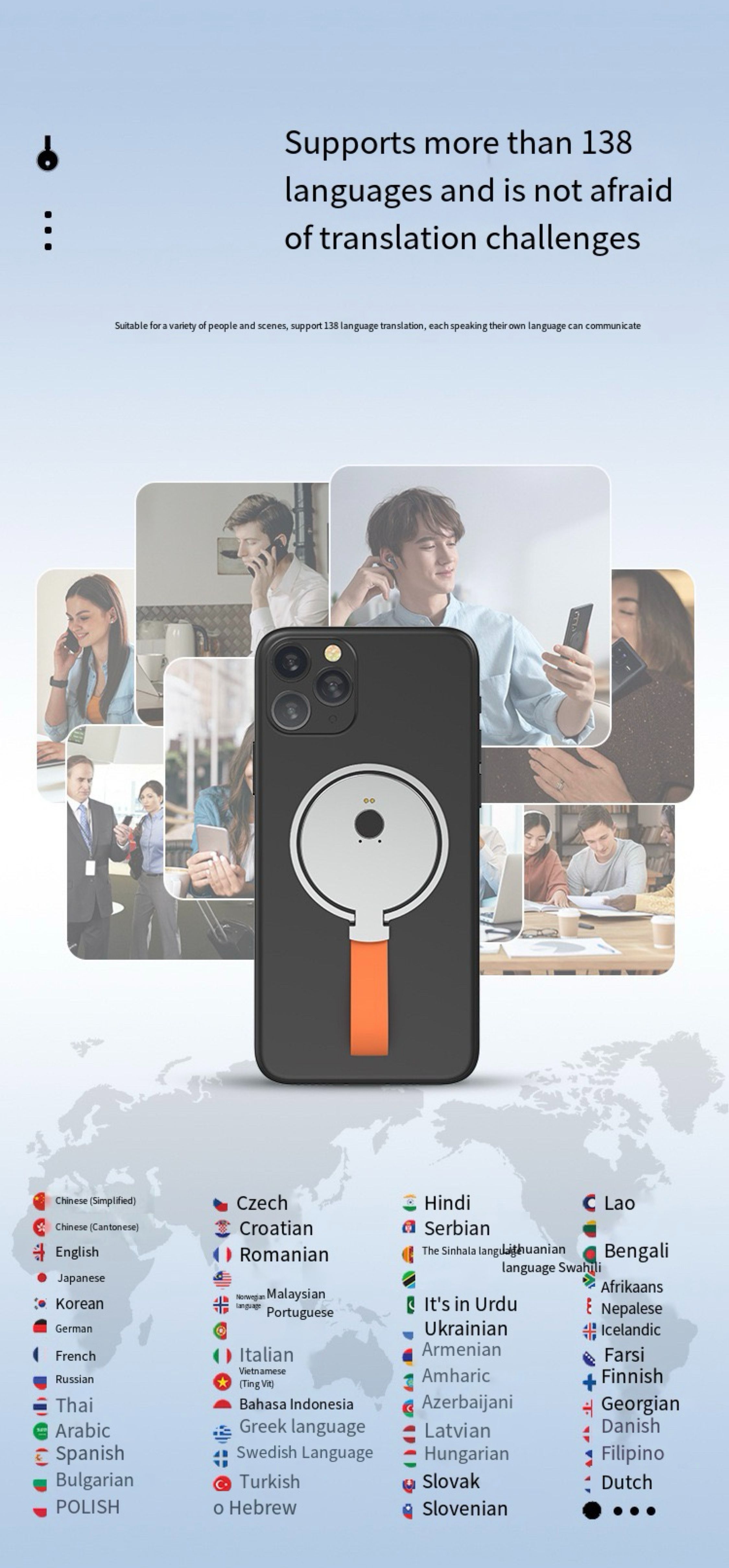 Travel Business Study Two-Way Instant Translator APP Online Voice AI 138 Languages Supported Portable AI Voice Interpretation Machine