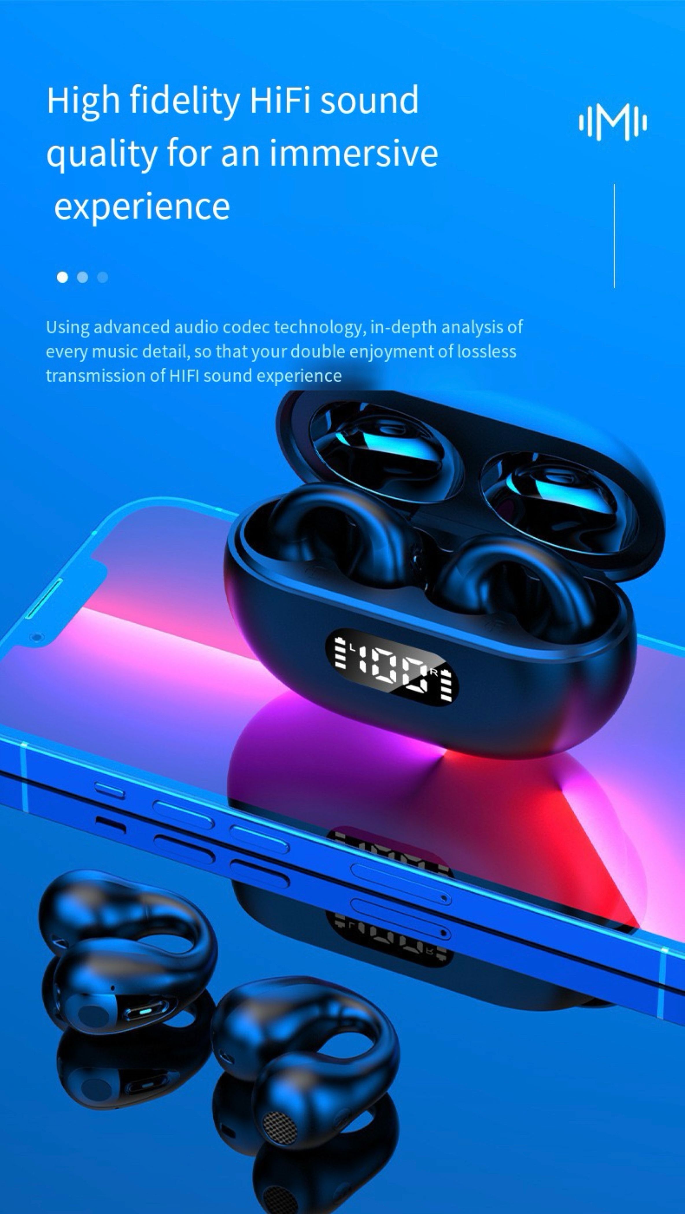 2025 new model earphones mobile phone earbuds exquisite heavy bass earhook touch control finger print earclips