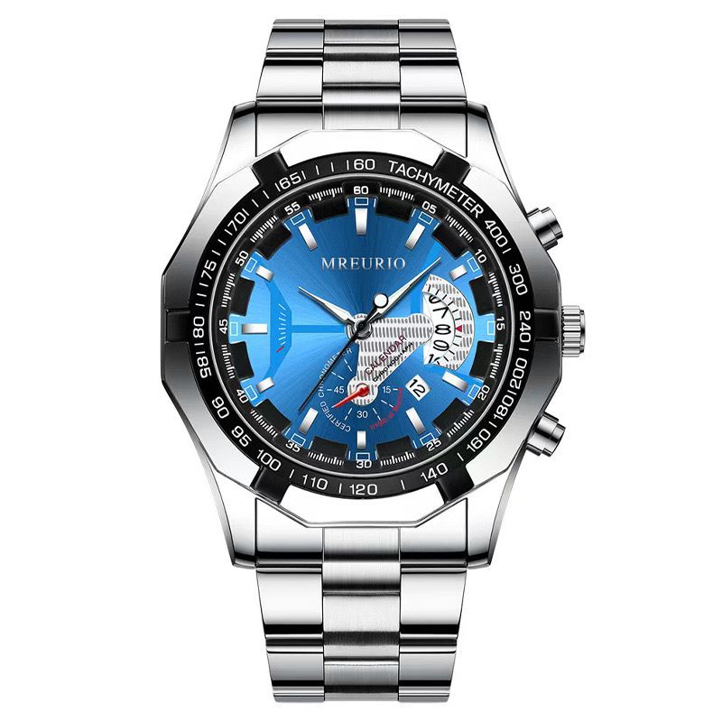 Large dial quartz watch calendar steel band men watch fashion man watch casual watch leisure watch