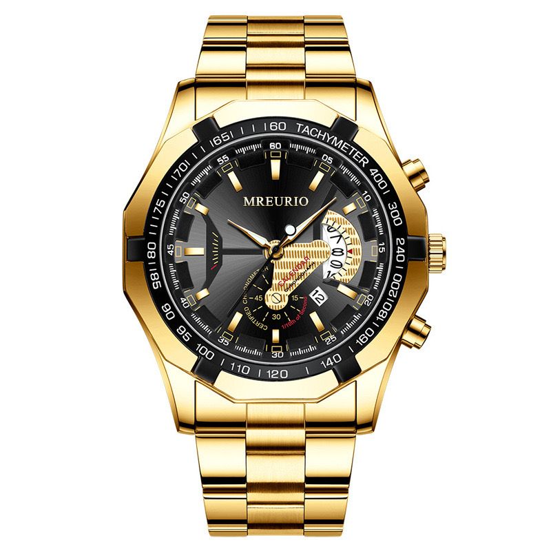 Large dial quartz watch calendar steel band men watch fashion man watch casual watch leisure watch