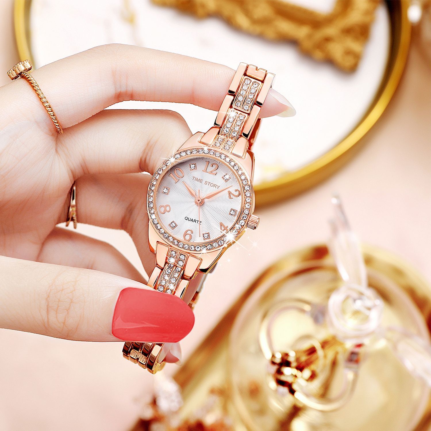 Waterproof alloy jewelry clasp quartz watch calendar steel band woman watch fashion women watch casual fashion lady watch leisure watch