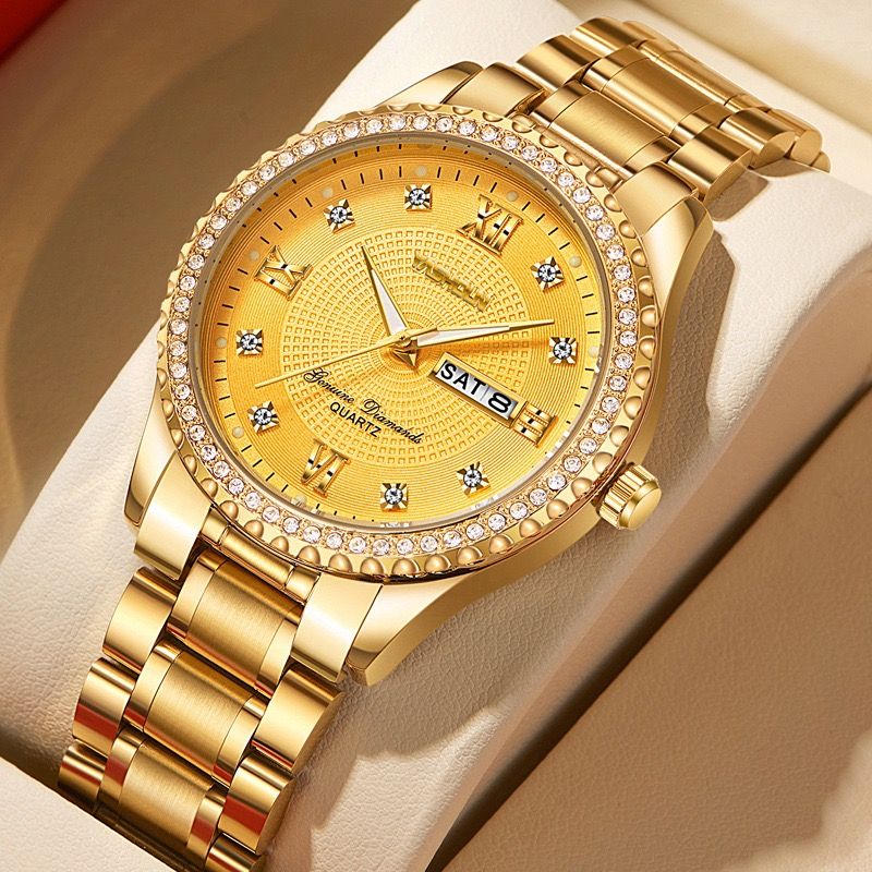 Large dial quartz watch calendar steel band men watch fashion man watch casual watch leisure watch