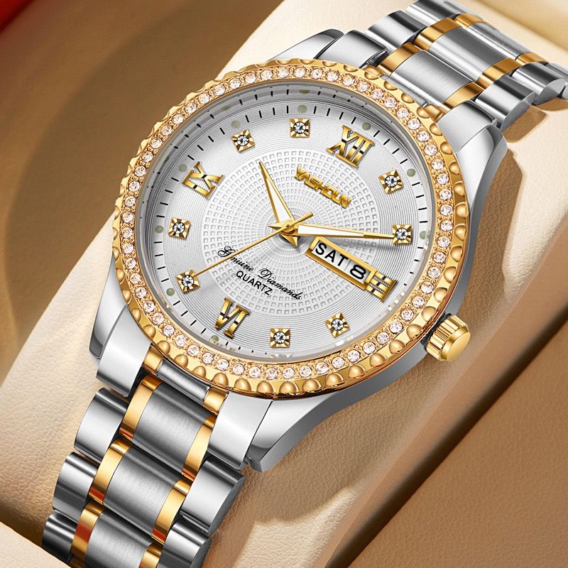 Large dial quartz watch calendar steel band men watch fashion man watch casual watch leisure watch