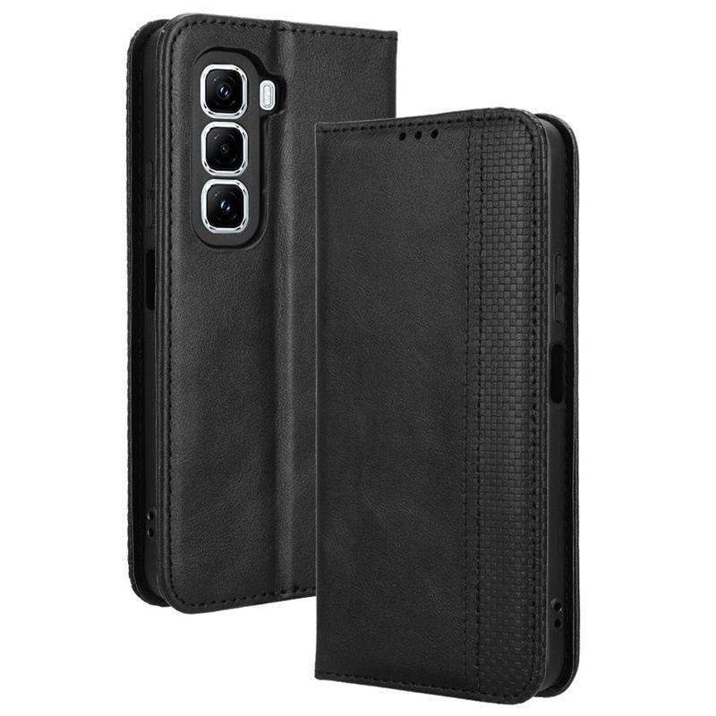 Wallet Flip Cover For Infinix Hot 50 Pro+ 4G Leather PU Phone Case Shockproof Durable Retro Case