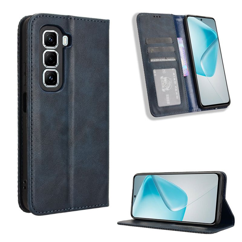 Wallet Flip Cover For Infinix Hot 50 Pro+ 4G Leather PU Phone Case Shockproof Durable Retro Case