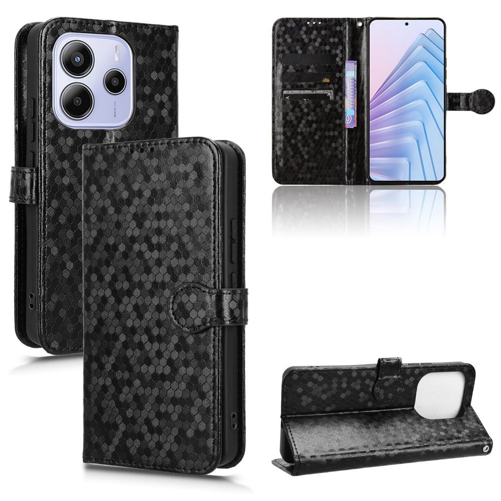 Flip Cover for Xiaomi Redmi Note 14 4G Wave Dot Pattern Leather Wallet Phone Case with Lanyard