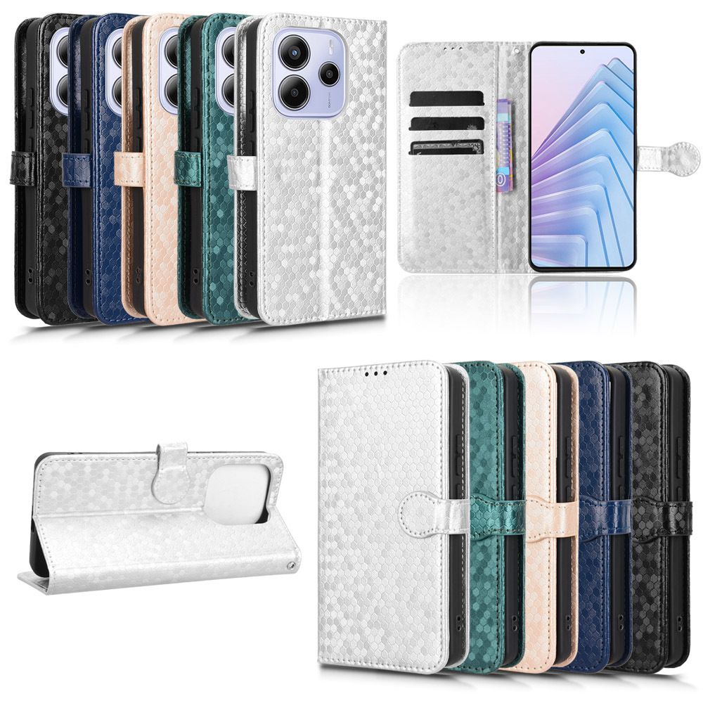 Flip Cover for Xiaomi Redmi Note 14 4G Wave Dot Pattern Leather Wallet Phone Case with Lanyard