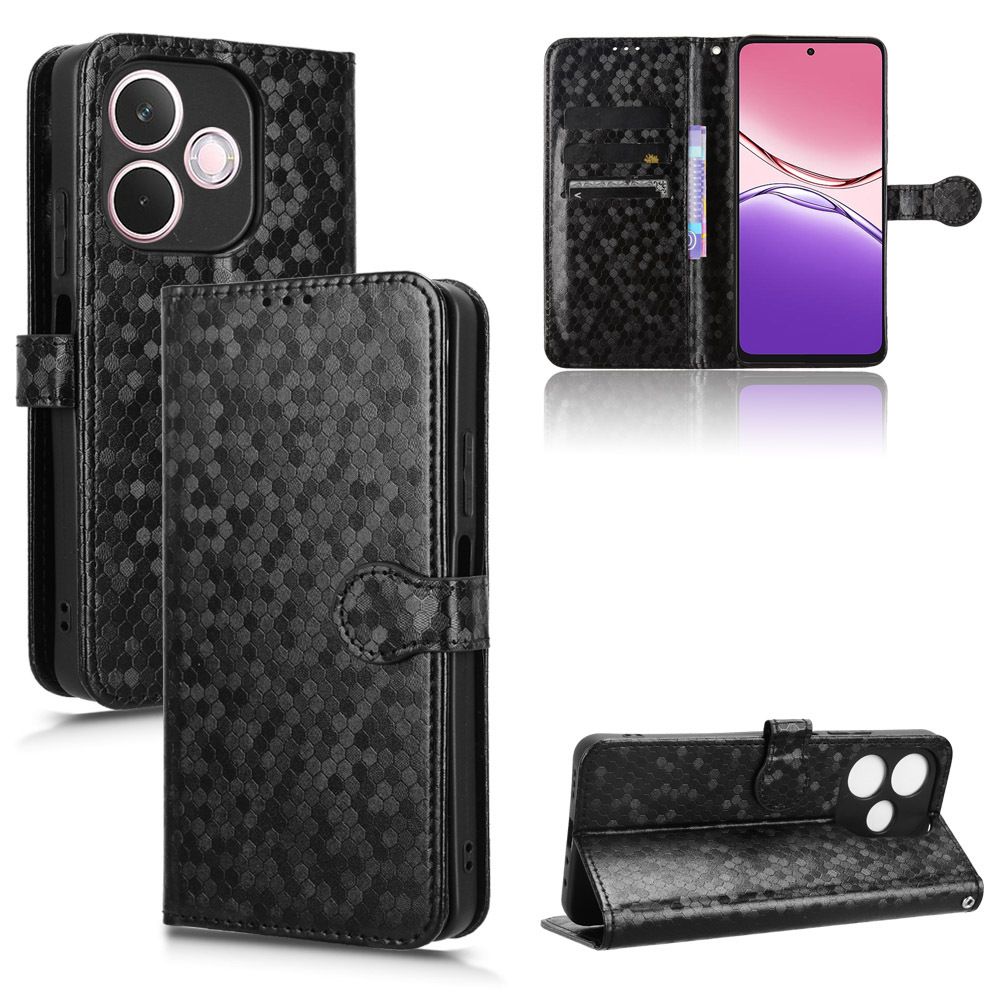 Flip Cover for OPPO A5 Pro Wave Dot Pattern Leather Wallet Phone Case with Lanyard