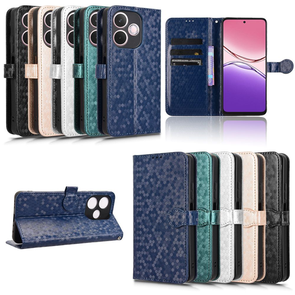 Flip Cover for OPPO A5 Pro Wave Dot Pattern Leather Wallet Phone Case with Lanyard