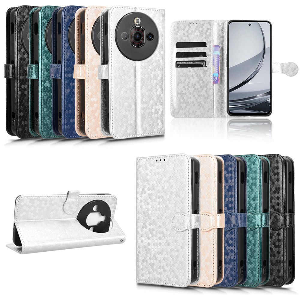 Flip Cover for ZTE nubia Focus Pro Wave Dot Pattern Leather Wallet Phone Case with Lanyard