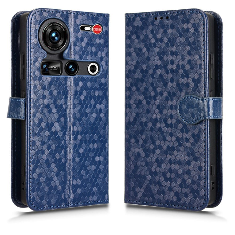 Flip Cover for ZTE nubia Z70 Ultra Wave Dot Pattern Leather Wallet Phone Case with Lanyard