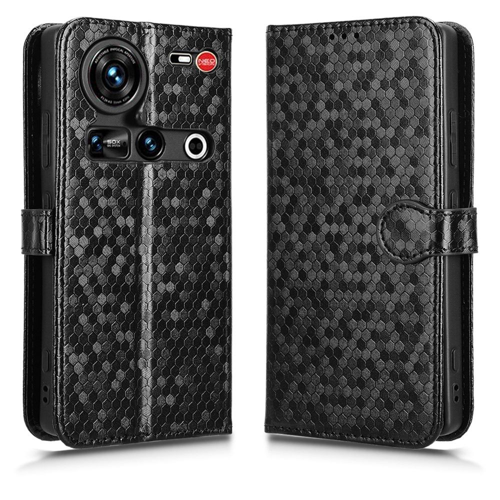 Flip Cover for ZTE nubia Z70 Ultra Wave Dot Pattern Leather Wallet Phone Case with Lanyard