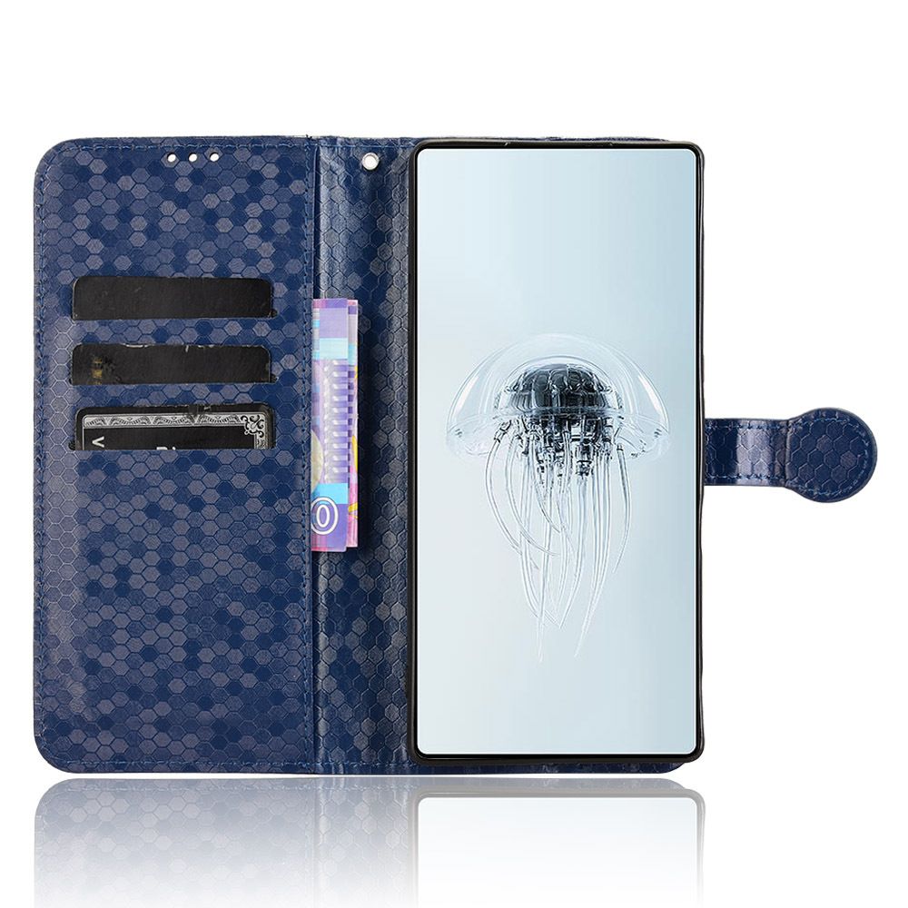 Flip Cover for ZTE nubia RedMagic 10 Pro+ Wave Dot Pattern Leather Wallet Phone Case with Lanyard