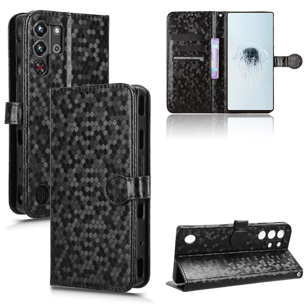 Flip Cover for ZTE nubia RedMagic 10 Pro+ Wave Dot Pattern Leather Wallet Phone Case with Lanyard