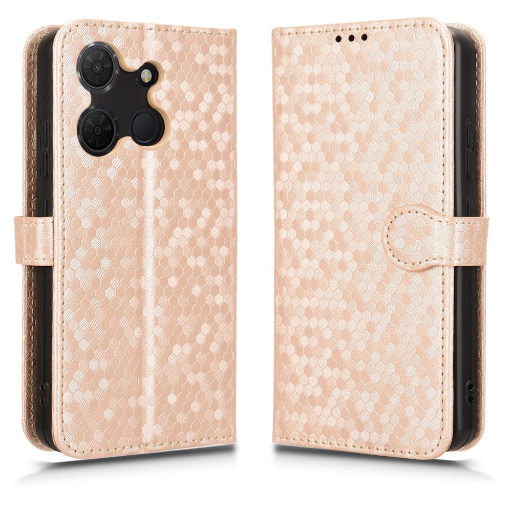 Flip Cover for TCL 503 Wave Dot Pattern Leather Wallet Phone Case with Lanyard