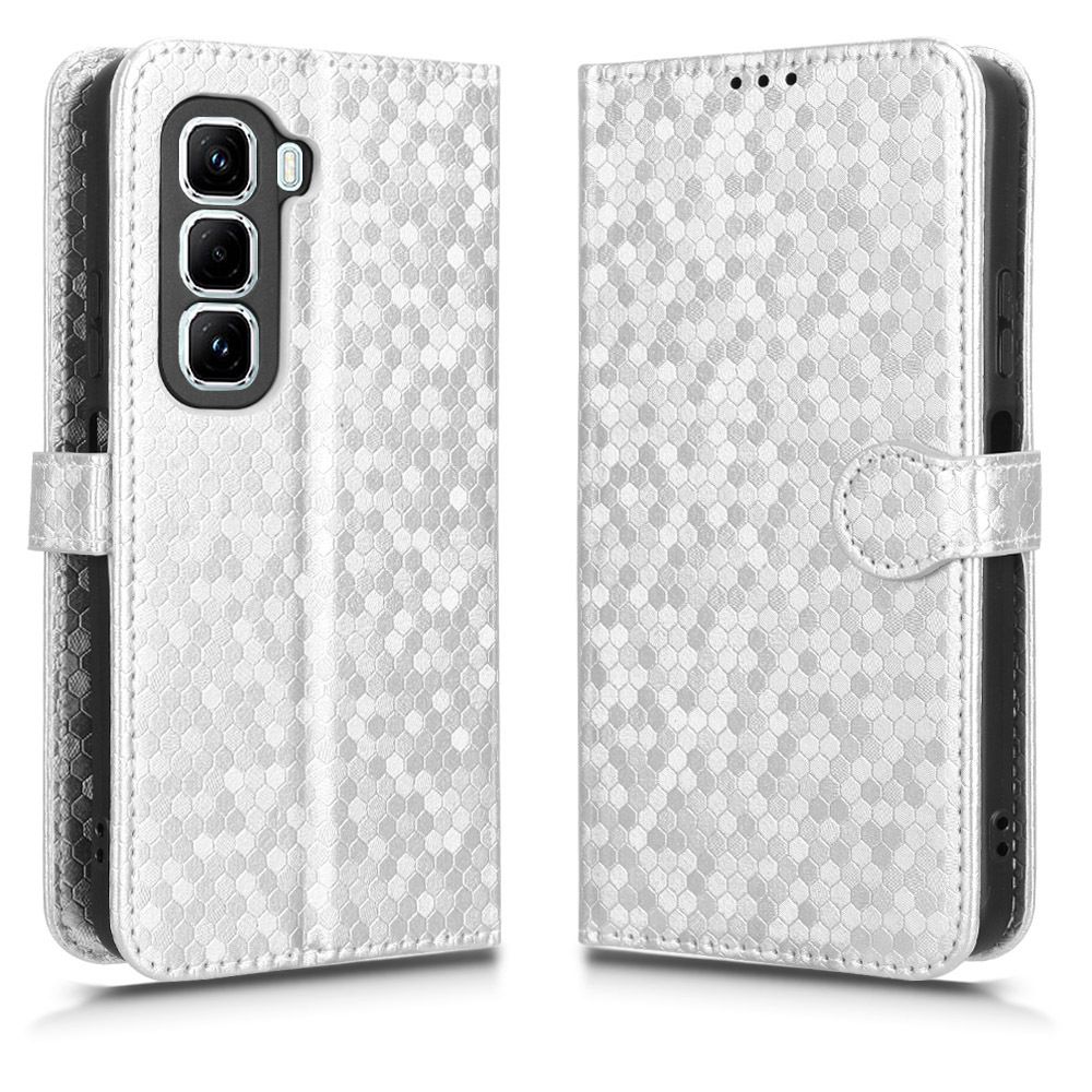 Flip Cover for Infinix Hot 50 Pro+ Plus Wave Dot Pattern Leather Wallet Phone Case with Lanyard