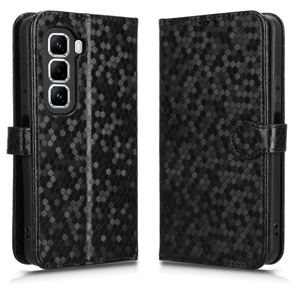 Flip Cover for Infinix Hot 50 Pro+ Plus Wave Dot Pattern Leather Wallet Phone Case with Lanyard