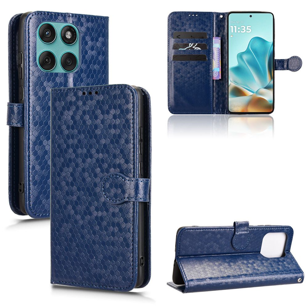 Flip Cover for Motorola Edge 5G 2025 Wave Dot Pattern Leather Wallet Phone Case with Lanyard