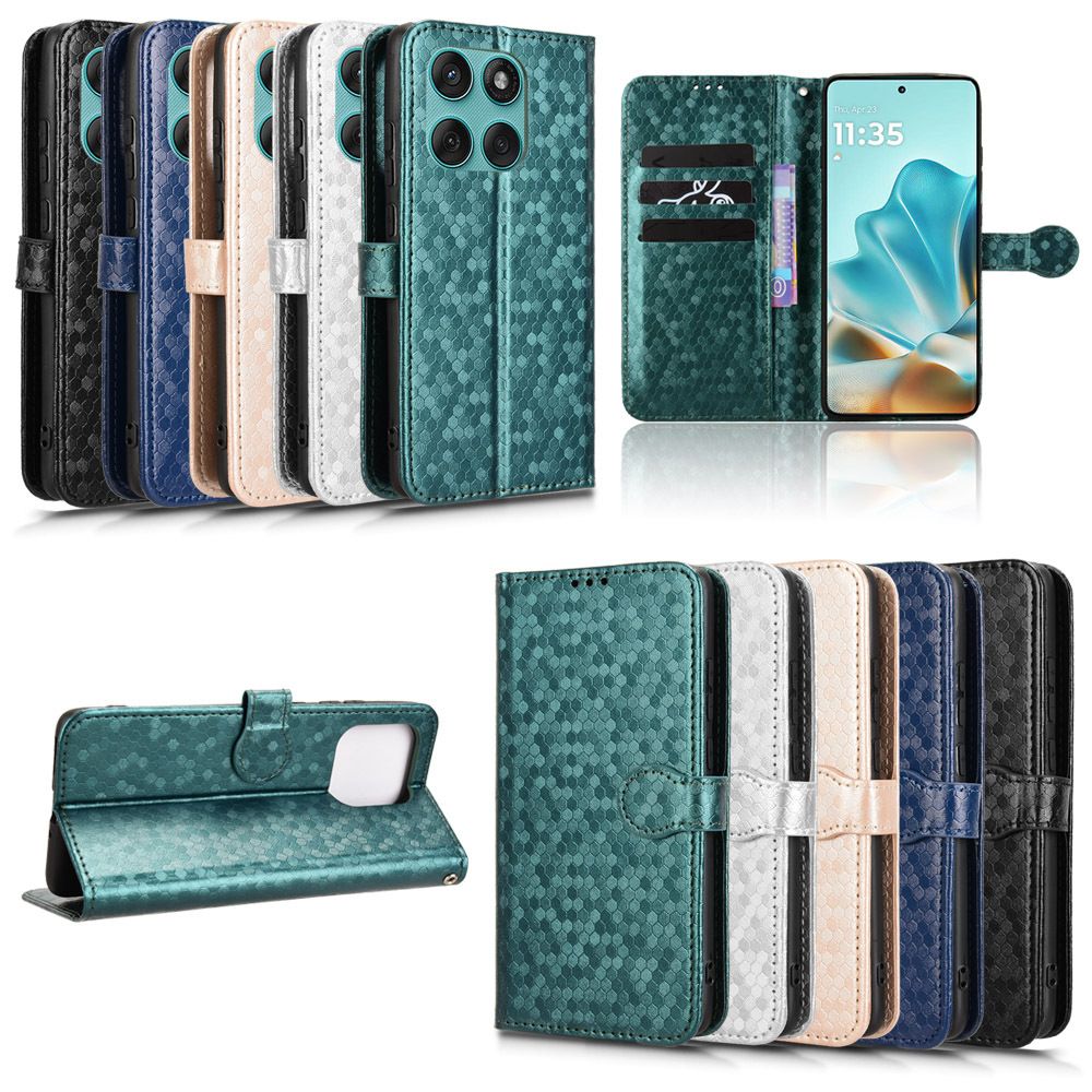 Flip Cover for Motorola Edge 60 Fusion Wave Dot Pattern Leather Wallet Phone Case with Lanyard