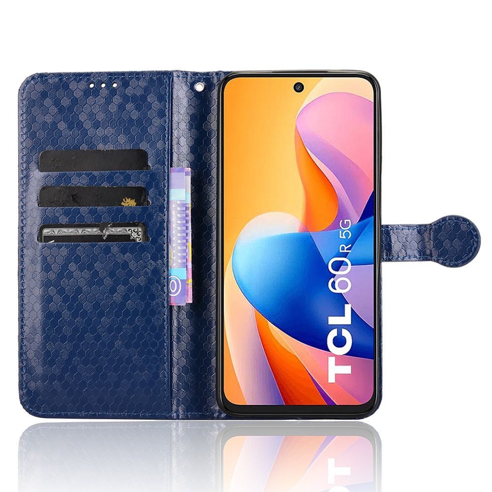 Flip Cover for TCL 60R 5G Wave Dot Pattern Leather Wallet Phone Case with Lanyard