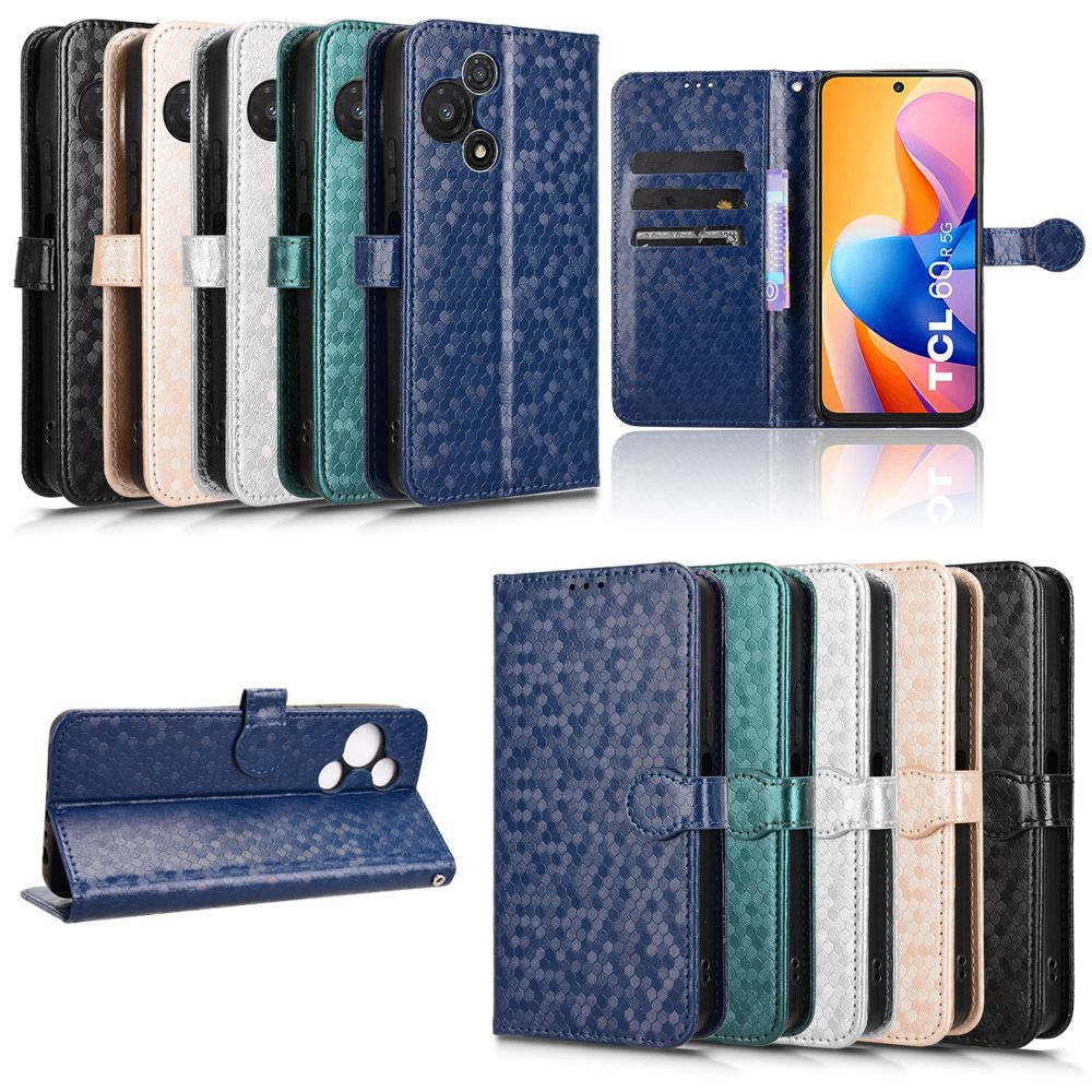 Flip Cover for TCL 60R 5G Wave Dot Pattern Leather Wallet Phone Case with Lanyard
