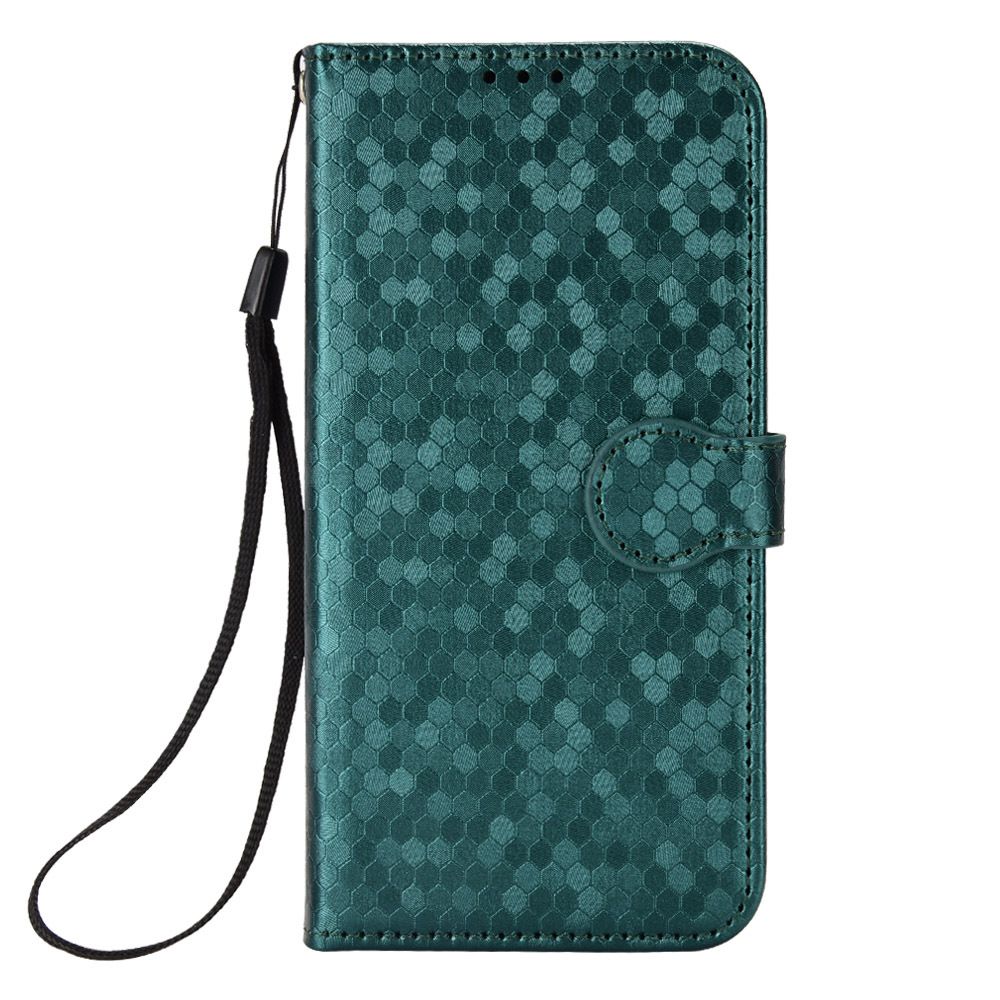 Flip Cover for Motorola G55 Wave Dot Pattern Leather Wallet Phone Case with Lanyard