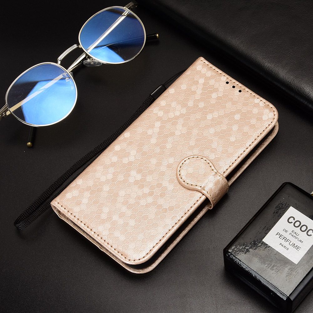 Flip Cover for Motorola G55 Wave Dot Pattern Leather Wallet Phone Case with Lanyard