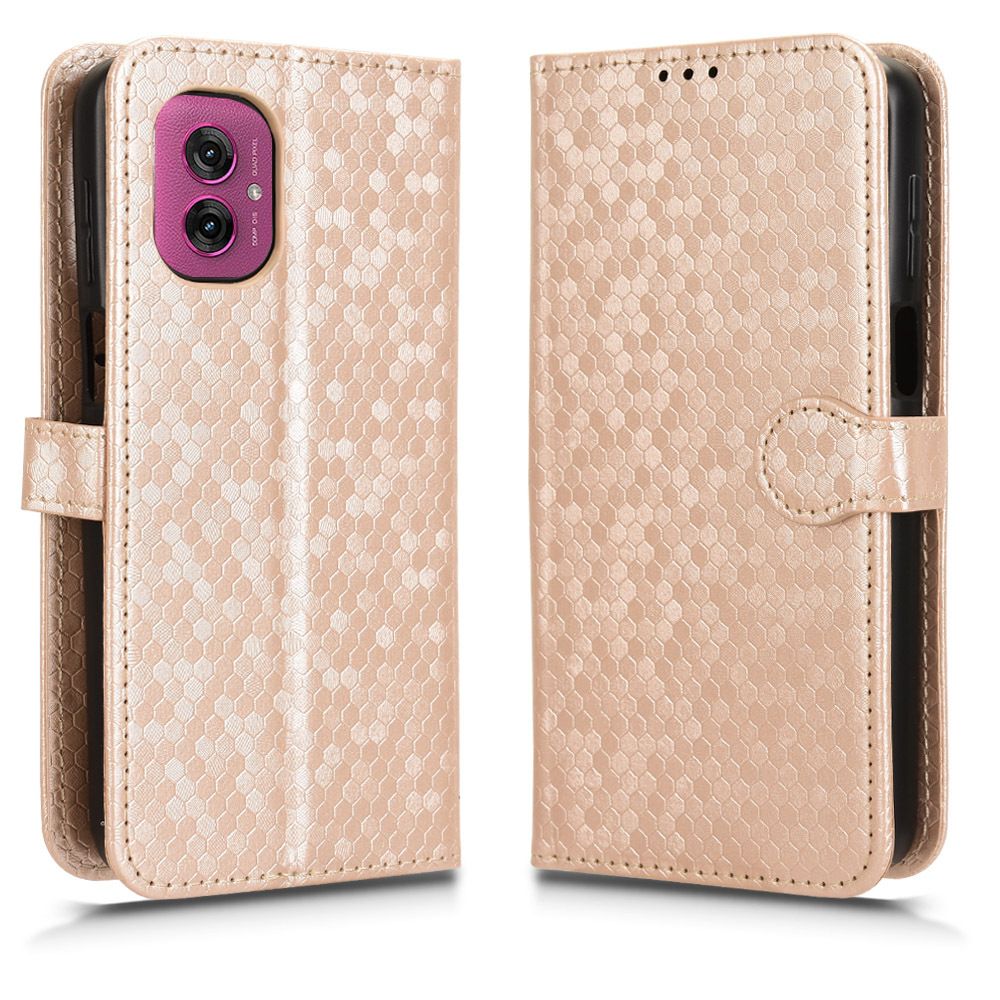 Flip Cover for Motorola G55 Wave Dot Pattern Leather Wallet Phone Case with Lanyard