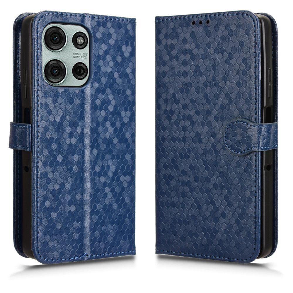 Flip Cover for Motorola Moto G75 Wave Dot Pattern Leather Wallet Phone Case with Lanyard