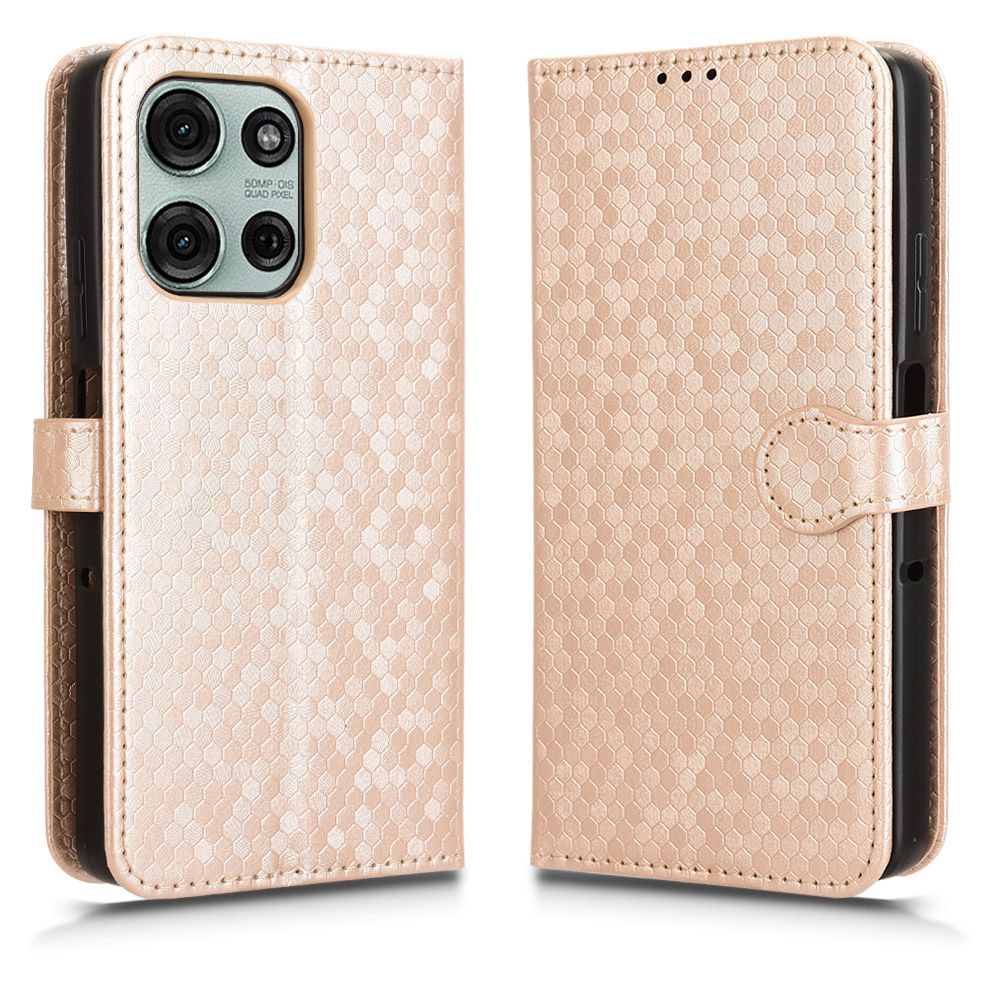 Flip Cover for Motorola Moto G75 Wave Dot Pattern Leather Wallet Phone Case with Lanyard