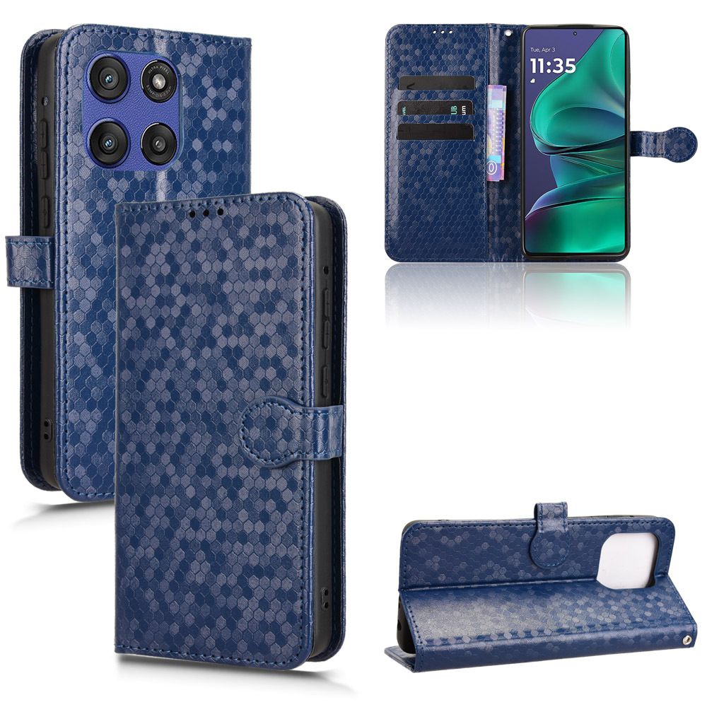 Flip Cover for Motorola Edge 60 Stylus / Moto G Stylus 5G 2025 / Gen 5 Wave Dot Pattern Leather Wallet Phone Case with Lanyard