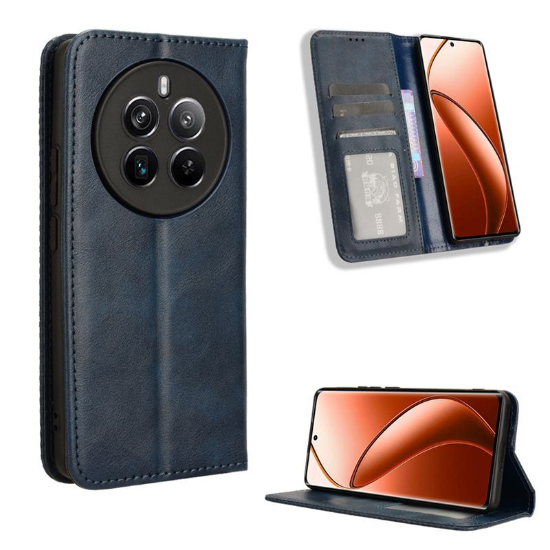 Wallet Flip Cover For Realme 12 Pro Leather PU Phone Case Shockproof Durable Retro Case