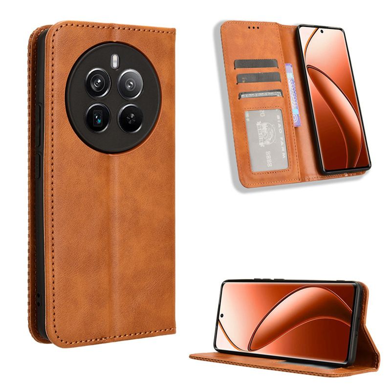 Wallet Flip Cover For Realme 12 Pro Leather PU Phone Case Shockproof Durable Retro Case