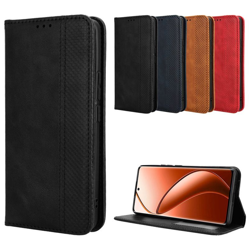 Wallet Flip Cover For Realme 12 Pro Leather PU Phone Case Shockproof Durable Retro Case