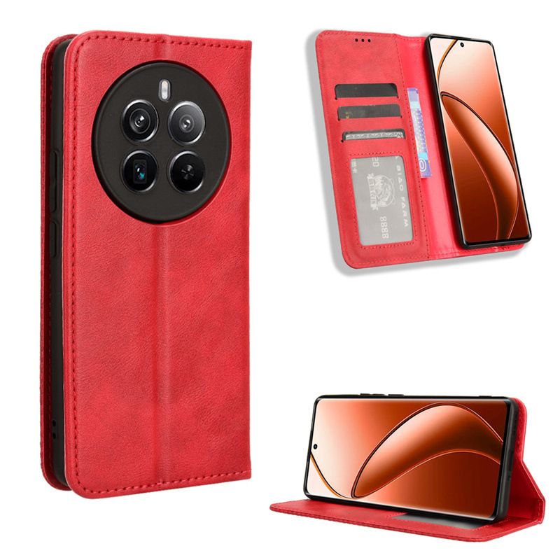 Wallet Flip Cover For Realme 12 Pro Leather PU Phone Case Shockproof Durable Retro Case
