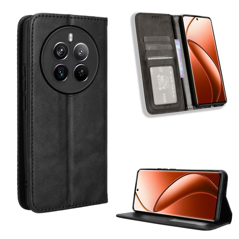 Wallet Flip Cover For Realme 12 Pro Leather PU Phone Case Shockproof Durable Retro Case