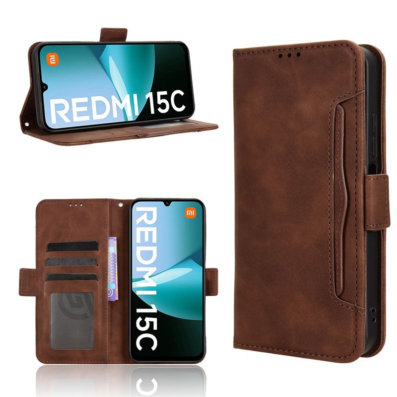 Flip Leather Cover For Xiaomi Redmi 15C [Doka Slot Flip Leather Case] Wallet Case