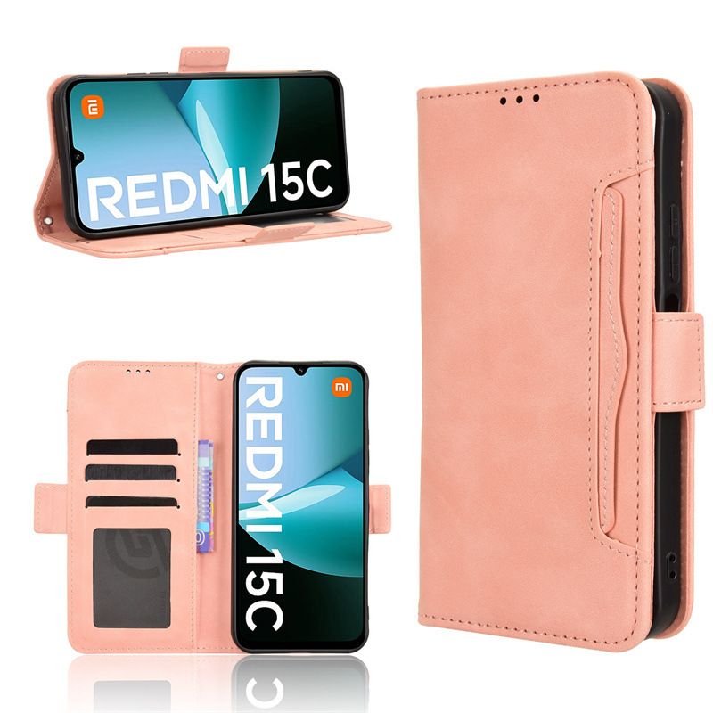 Flip Leather Cover For Xiaomi Redmi 15C [Doka Slot Flip Leather Case] Wallet Case