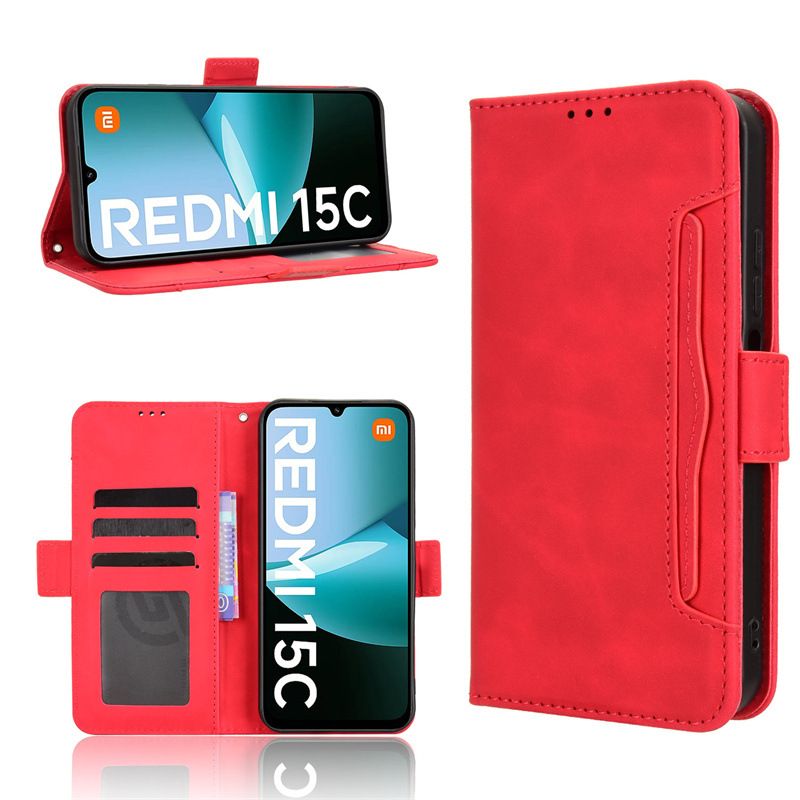 Flip Leather Cover For Xiaomi Redmi 15C [Doka Slot Flip Leather Case] Wallet Case