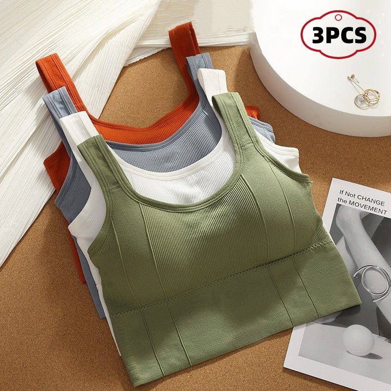 3PCS Women’s seamless Bra Camisole Vest Chest Cushion Chest Wrap Anti Glare Sports Yoga Outerwear Base  Strapless Underwear Beautiful back Women's Clothing Lingerie Bras