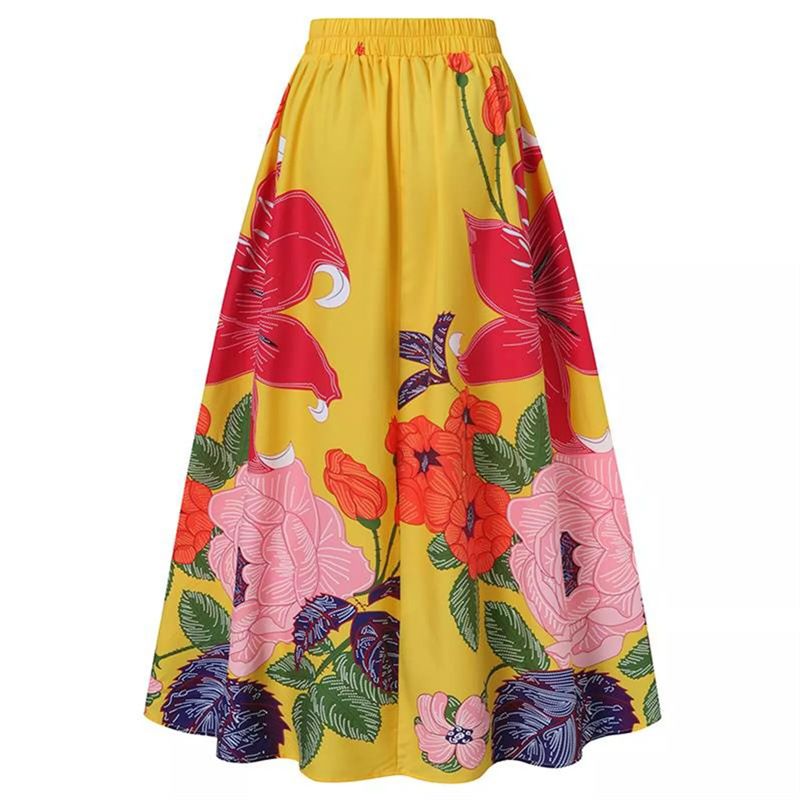 Women's Dresses Bohemian Flower Loose Half Skirt High Waist Party Holiday Beach Extra Long Dress  Slim Waist