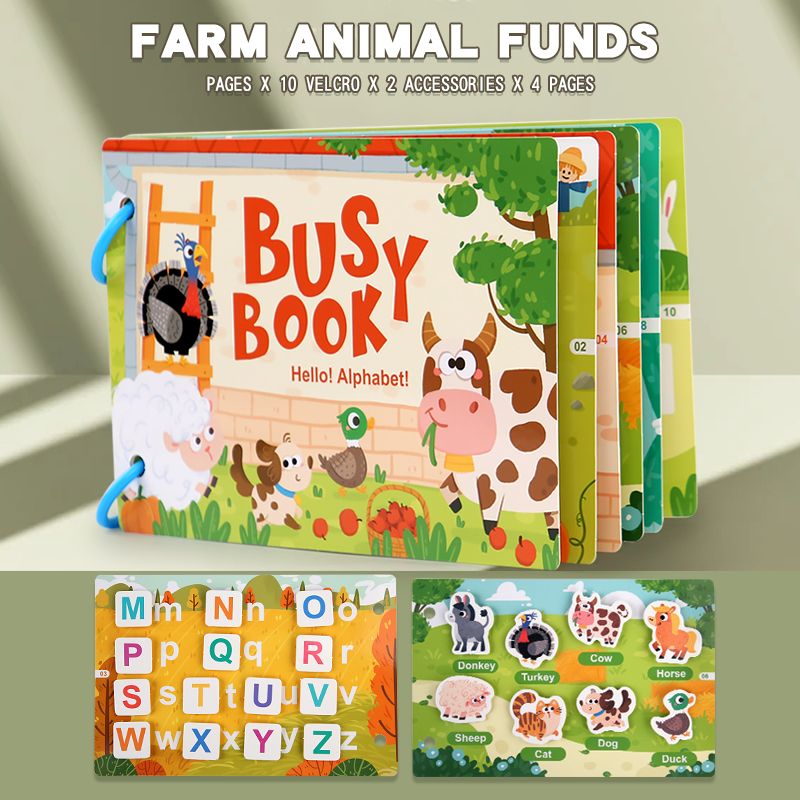 Montessori Baby Busy Book My First Quiet Book Paste Early Learning Education Toy Children Toy Matching Game for Babies 2 3 Years