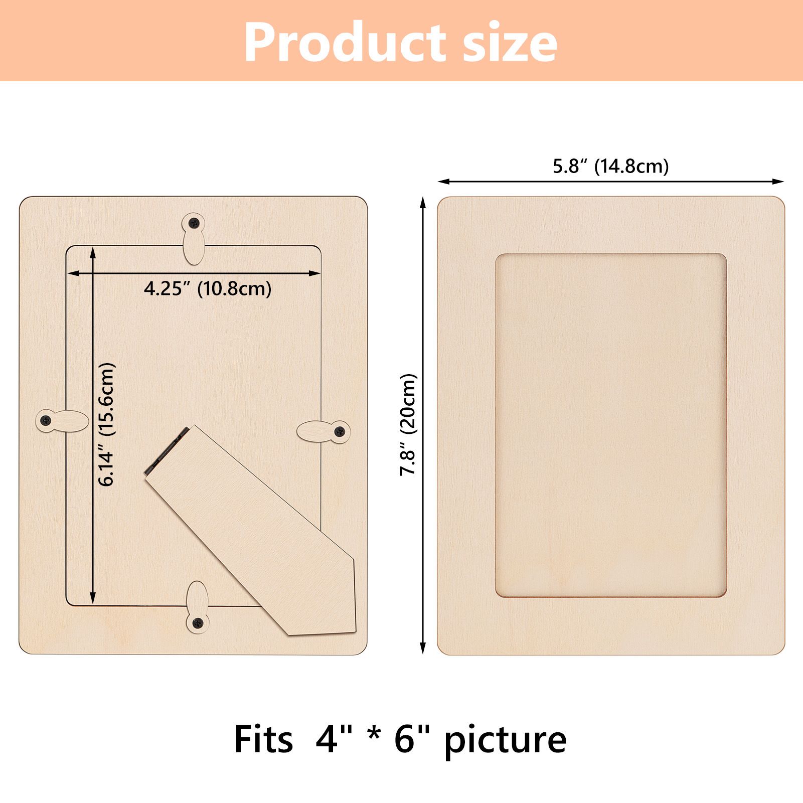 Wooden White Blank Photo Frame Children's Handmade DIY Photo Frame Cream Clay Picture Frame Angle Bracket Three-dimensional Photo Frame Material Package