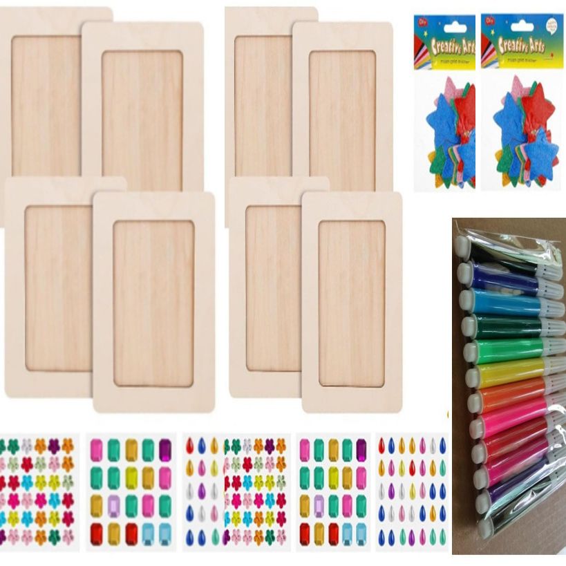 Wooden White Blank Photo Frame Children's Handmade DIY Photo Frame Cream Clay Picture Frame Angle Bracket Three-dimensional Photo Frame Material Package