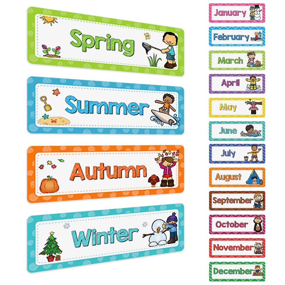 Montessori English Words Subject Titles Learning Cards for Kids Educational Toys Kindergarten Teacher Teaching Aids Classroom Decoration
