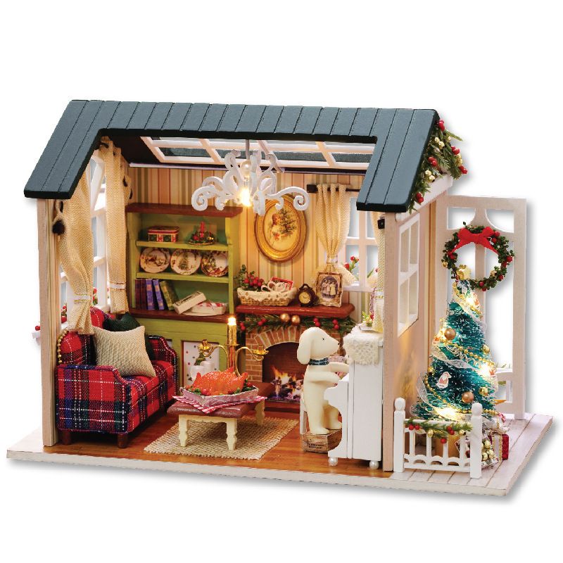 House DIY Hand-Assembled Miniature Dollhouse: Holiday Moment / Forest Blue Moment / Beautiful Years