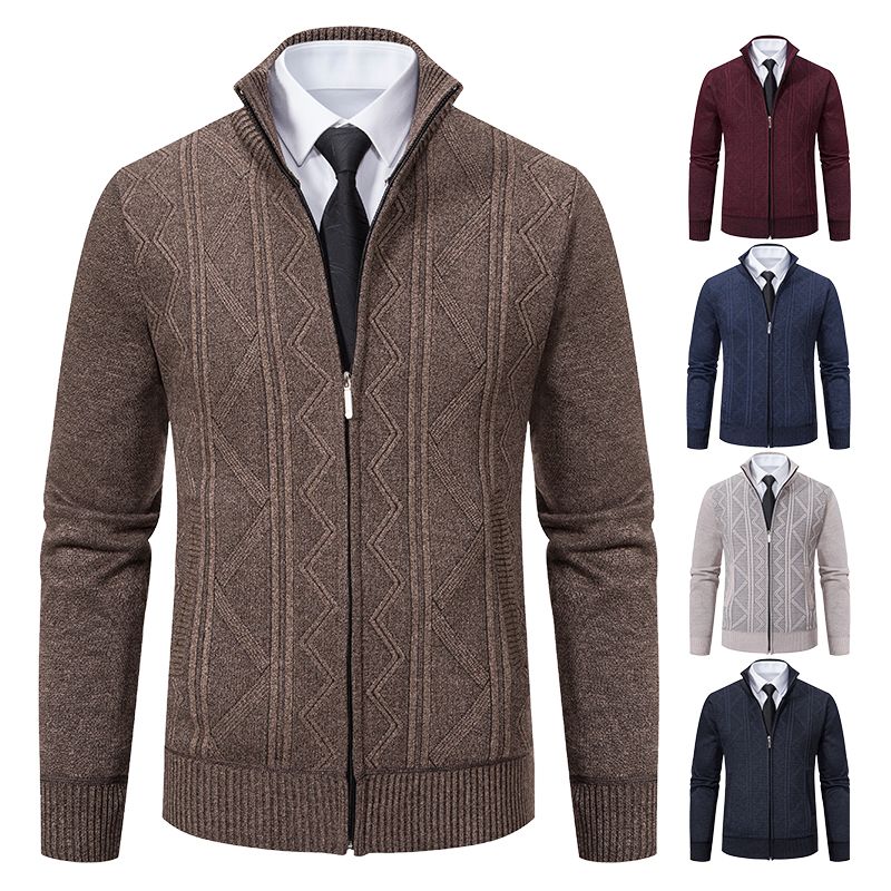 Man Knit Jacket Zipper Sweater Y2K Men's Clothes Luxury Brown Jersey Casual Business Warm Jumper Harajuku Coat