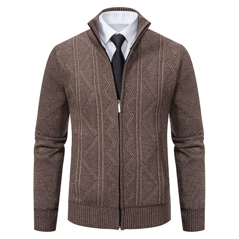 Man Knit Jacket Zipper Sweater Y2K Men's Clothes Luxury Brown Jersey Casual Business Warm Jumper Harajuku Coat