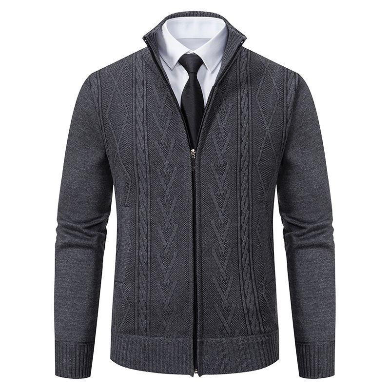 Man Knit Jacket Zipper Sweater Y2K Men's Clothes Luxury Brown Jersey Casual Business Warm Jumper Harajuku Coat